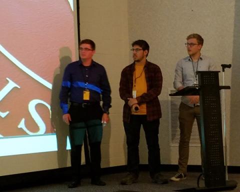 Chris, Sam, Zack presenting Rock SAT 2019